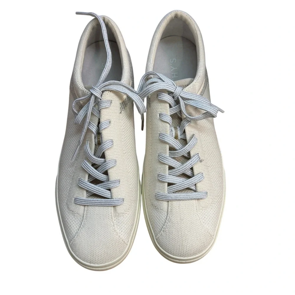 Rothys The Lace Up Sneakers‎ Women Size 10 White Knit Casual Comfort Shoes